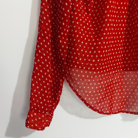 Passport High-Low Button Down Polka Dot Top - Picture 6 of 8